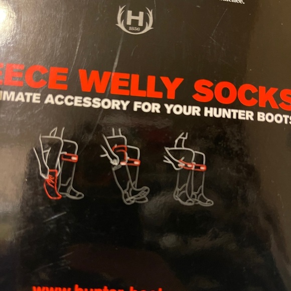 NWT HUNTER Moss Cable Cuff Fleece Welly Sock Size M 5-7 Graphite - Picture 7 of 11